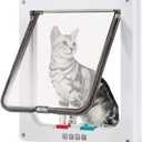 CEESC Large Cat Door (Outer Size 11" x 9.8"), 4 Way Locking Cat Door for Windows & Sliding Glass Door, Weatherproof Cat Flap Door for Cats & Doggie with Circumference < 24.8"