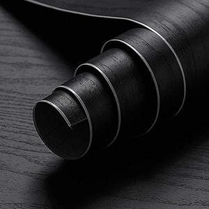 Oxdigi Black Wood Contact Paper - 23.6 x 196 Inches - Self-Adhesive, Removable and Waterproof - Ideal Peel and Stick Wallpaper for Cabinet, Countertop, Desktop, Rental Property, Kitchen, 23.6"W x 196.9"L
