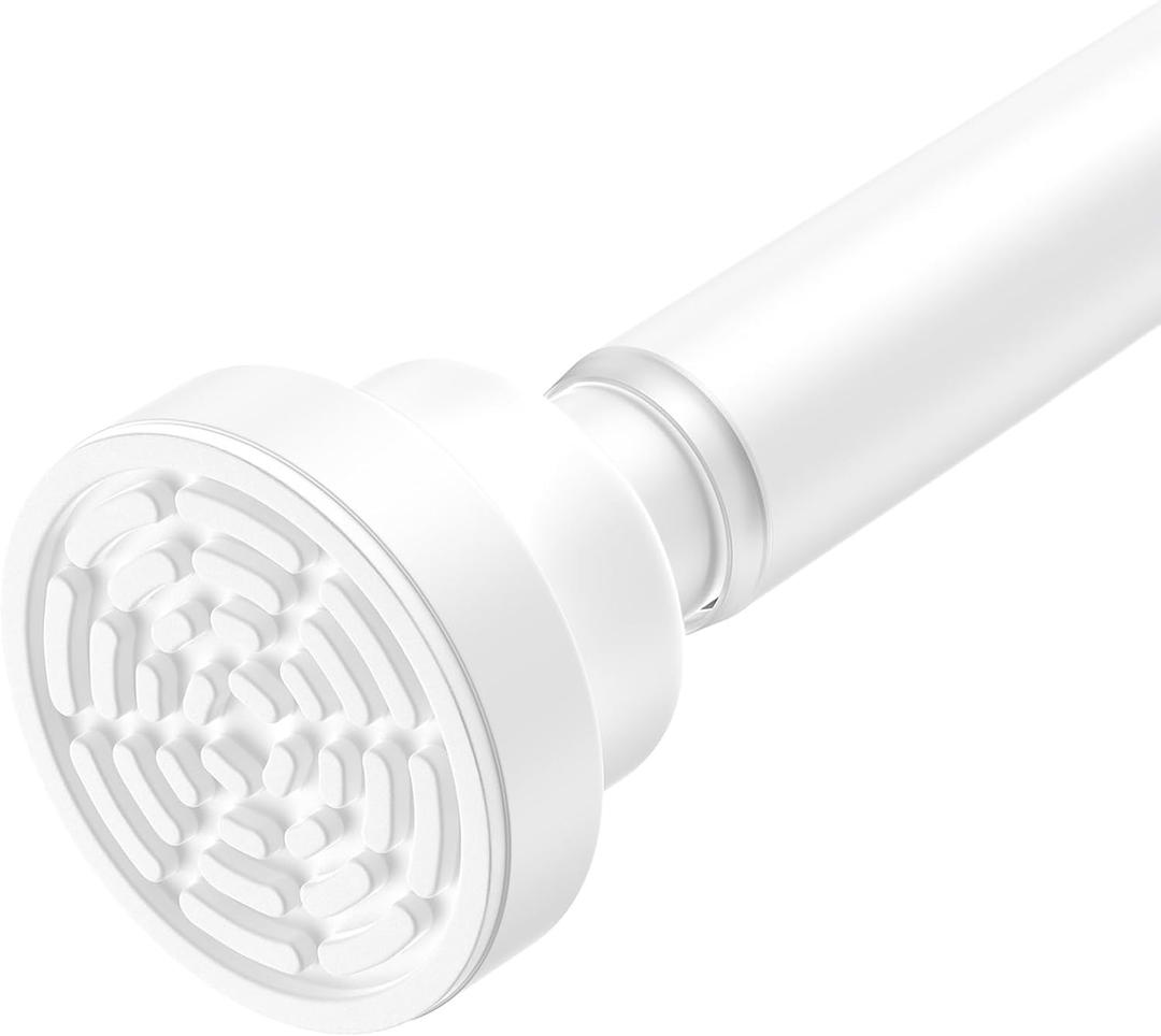 AIZESI White Tension Curtain Rod 30-63 Inch 1PCS, Non-slip Spring Curtain Rod For Windows, No-drilling Adjustable Tension Rod,Non-rust Spring Tension Rod For Doorway Bathroom Kitchen Bedroom