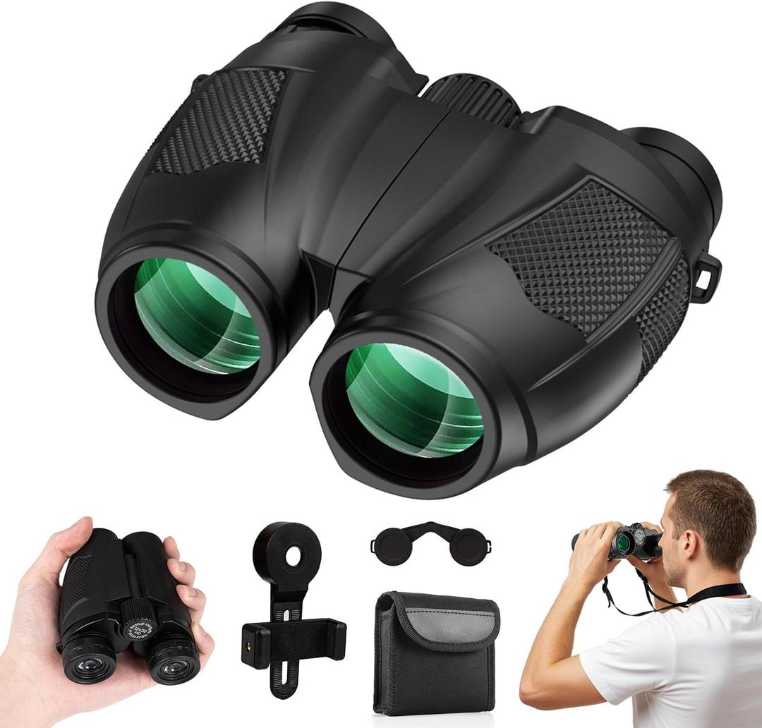 12x30 Compact Binoculars for Adults, High Power Lightweight Small Binoculars with Phone Adapter for Cruise Ship Hiking Bird Watching Sports Safari Viewing Football Sports Concert