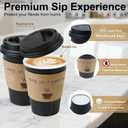 12 oz Disposable Coffee Cups with Lids, Sleeves and Straws 100Pack, Thickened Leak-Proof Insulated Paper Cups for Hot Drinks, Home, Office, Cafe, Party