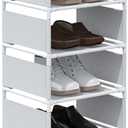 Narrow Shoe Rack, 10 Tier Vertical Shoe Rack for Closet Entryway, White Tall Slim Shoe Tower for Small Spaces, Shinky Shoe Organizer, Space Saving Corner Shoe Shelf