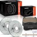 A-Premium 12.21 inch (310mm) Front Drilled and Slotted Disc Brake Rotors + Ceramic Pads Kit Compatible with Select Acura Models - TL 2004 2005 2006 2007 2008, 6-PC Set