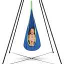 Swing Stand Frame with Sensory Swing Pod Chair, Heavy-Duty X-Shaped Sensory Swing Stand for Kids, Indoor & Outdoor Autism X-Shaped Swing Frame, 330LBS Capacity for Home Backyard Park