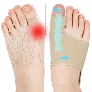 KTSAY 2 Pcs Bunion Corrector for Women & Men, Bunion Socks Toe Corrector Comfortable & Breathable for Day/ Night Support, Hallux Valgus Pain Relief Non-Slip Big Toe Straightener (2, Beige, Medium)