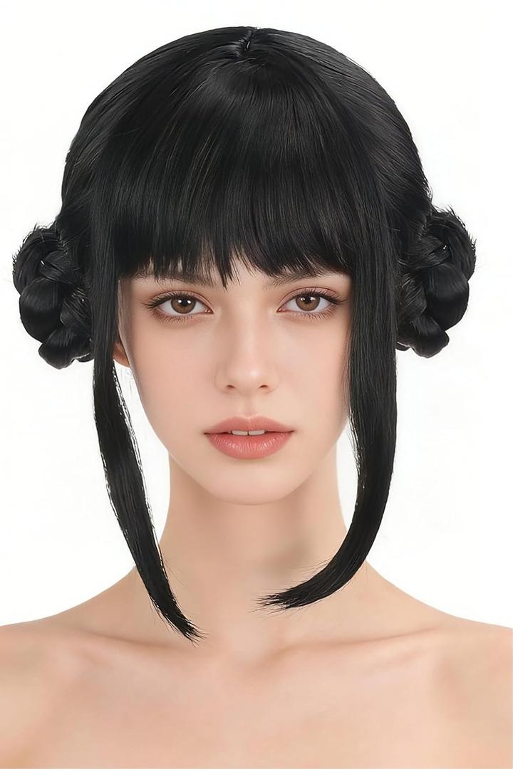 Black Double Braid Wig Anime Cosplay Wigs for Women Halloween Costume Wig