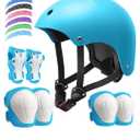 Kids Bike Helmet Set, Adjustable Helmet for Ages 3-10 Year Boys Girls, Pad Set with Knee and Elbow Pads for Bike, Roller, Skating, Scooter, Longboard and More Sports, M