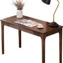 Solid Wood Desk with Drawers, Home Office Desk for Small Spaces, Gaming Work Study Desk, Student PC Desk for Bedroom, Easy to Assemble (Walnut Color, 39.4 inch)