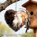Handmade Fiber Bird Nesting Heart, Alpaca Wool Bird Nest for Outdoor Hanging, Natural Warm Hummingbird House Alternative, Bird Accessories for Garden Trees, Bird Houses for Outside(1Set)