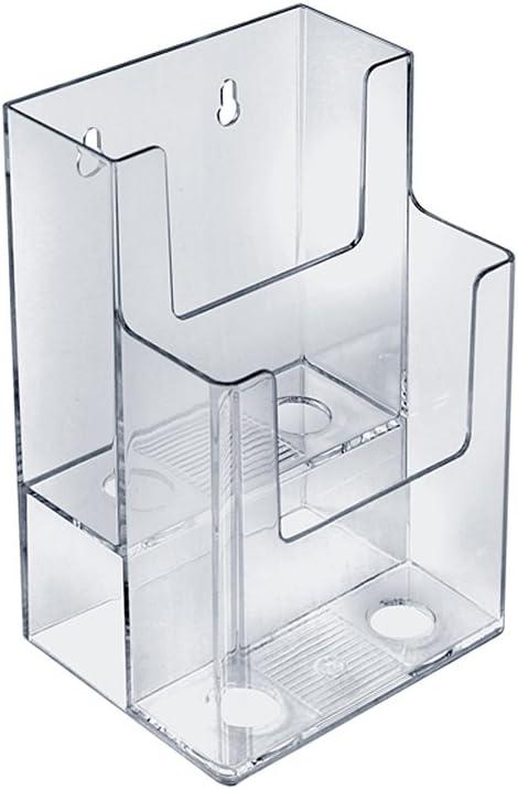 Azar Displays 252032 Clear Two-Tier Tri-Fold Brochure Holder, Acrylic Boxes for Display - Table Menu Holder Stands (4.25 W by 3.75 D by 7 H)-Tabletop Pamphlet Holder - 2-Pack