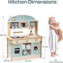 ROBOTIME Wooden Kitchen for Kids Play Kitchen, Toy Kitchen Set for Kids Kitchen Playset with Plenty of Play Features, Realistic Toddler Kitchen Set, Gift for Girls Boys Ages 3+, 31.3x 14x 38.6inch