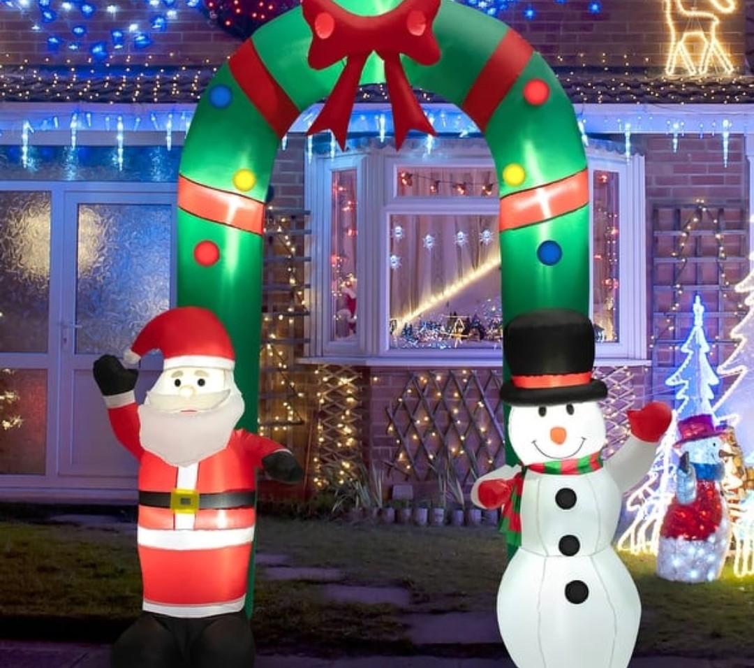 8FT Christmas Inflatable Archway w/ Santa Claus & Snowman and - See Details