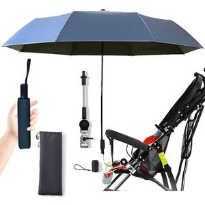 Universal Baby Parasol, Baby Stroller Sun Shade Sun Protection Sun Shade for Strollers, Waterproof Umbrella for Trolley Bike Wheelchair Buggy Fishing, Bicycle Umbrella with Holder Clip Clamp, Dark Blue