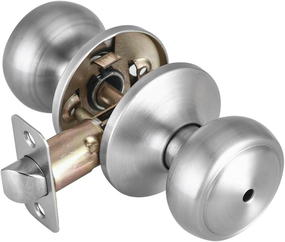 Brushed Nickel Door Knobs Interior, Coastal Style Door knob, Bath and Bedroom Door Knob with Lock