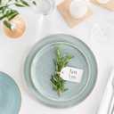 Stoneware breakfast & dessert plates set 2 pcs Light beige & blue stylish cake plates Dishwasher, microwave and scratch resistant Small salad plates Dinner service