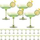 HKSZEH 24 PCS Plastic Coupe Glasses 9 oz Sage Green Detachable Gold Rim Martini Glass Espresso Champagne Cocktail Cups Disposable Vintage Margarita Glassware for Christmas Bridal Wedding Baby Shower