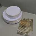 WDF 150Pcs White and Gold Plastic Plates - Gold Plates Disposable - 25guest Disposable Dinnerware Include 25 Dinner Plate, 25 Dessert Plate, 25 Cutlery & 25 9oz Cups for Wedding & Christmas Party