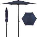 Abba Patio 7.5FT Lyon Outdoor Patio Umbrella Outdoor Table Umbrella with Push Button Tilt and Crank Market Umbrella 6 Sturdy Ribs UV Protection Waterproof for Garden Deck Backyard Pool, Navy Blue
