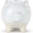 DEMDACO 5004820129 Squealy Good Saver Classic White and Tan 4 x 3.5 Inch Stoneware Savings Money Coin Bank Piggy