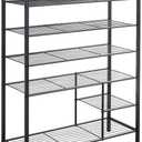 6 Tier Shoe Rack Organizer, Metal Mesh Shoe Storage Shelf, Storage Boots. for Entryway, Closet,Hallway, Bedroom,Cloakroom,Garage, Industrial,Rustic Brown