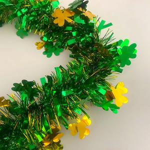 66FT St Patrick's Day Tinsel Garland Decorations Green and Gold Shamrock Irish Decor Shiny Thick Metallic Twist Hanging Wreath for St. Patrick's Day Home Indoor Outdoor Party Supplies-(Green+Gold)
