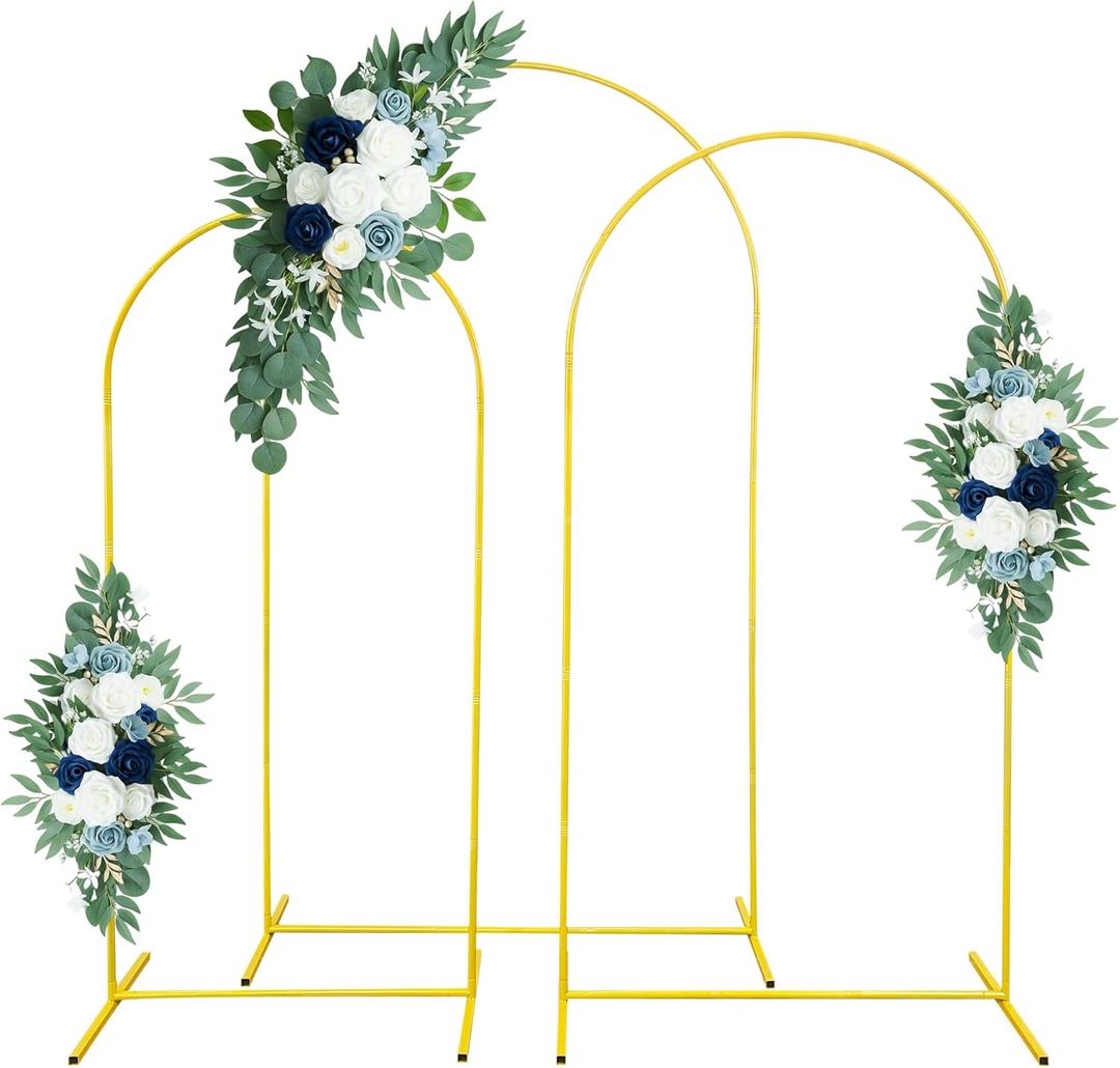 Wedding Arch Backdrop Stand Wedding Balloon Stand Frame Set of 3 (7.2FT,6.6FT,6FT) Gold Metal Backdrop Arch Stand for Wedding Ceremony Birthday Party Baby Shower Graduation Ceremony Decoration