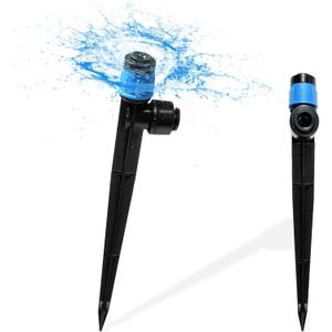 60PCS Push-to-Fit Drip Irrigation Emitters for 1/4 inch Irrigation Tubing, Adjustable 360 Degree Vortex Drip Emitters with Stake, Irrigation Dripper Sprinklers for Drip Irrigation System