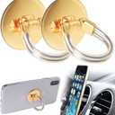 Cell Phone Metal Ring Holder Stand for Universal Car Air Vent Mobile Holder Kickstand 360 Degree Rotation & 90Flip for Car Home, Cheap Sunday Multipurpose Mobile Phone Bracket - (Round Gold 2 Pack)