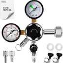HGKEKE High Pressure CO2 Regulator Dual Gauge Keg Regulator 0-120PSI Output Pressure Regulator for Kegerator - CGA 320 Beer Regulator, 7/16-20 UNF Thread Fittings, Keg Regulator for Beer, Soda