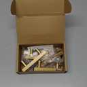 Ravinte 5 Pack Brass 2-1/2 Inch Hole Center Champagne Gold Handles Square Cabinet Hardware Stainless Steel Pulls for Kitchen Cupboard Drawers 4 Inch Overall Length