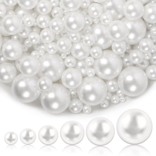 1300PCS Pearls for Crafting,White Pearl Beads with No Hole,Vase Filler Fake Pearls, Artificial Plastic Pearl Beads for Table Scatters, Wedding Party,Decoration