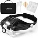 Magnifying Glass with Light 1X to 14X, Rechargeable Magnifying Glasses, Head Mount Manifying Glass, Headset Magnifier with Detachable Lens, Headband Magnifier for Close Work Jewelers Crafts
