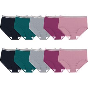 Fruit of the Loom Women's Eversoft Cotton Underwear Multipacks, Tag Free & Breathable, (14 Plus, Brief - Assorted Colors May Vary)