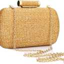 YYW Straw Clutch Purse for Women Wedding Hand-Woved Evening Straw Handbag Party Wedding Summer Beach Bag Wicker clutch (Gold)
