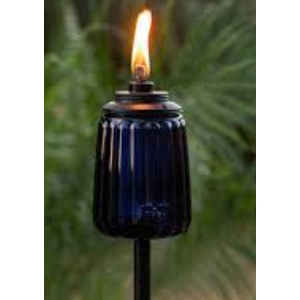 TIKI 65" Twilight Box Steel/Glass Outdoor Torch Blue, Pack of 3