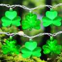 8.5Ft Shamrock String Lights, St Patrick's Day Decorations Light with 10 LED Green Lucky Clover Lights Outdoor Waterproof, UL Certified for Home Garden St. Patrick's Day Party Decorations, White Wire