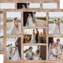 YESKAY 4x6 Picture Frame Collage for Wall Decor with Real Glass,Multiple Wooden Photo Collage Frames,7-Opening for 4 x 6 Picture Frames,Rustic Brown,2 Pack