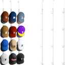 HapiRm Over Door Hat Rack - 3 Packs Hat Organizer with 12 Hooks Design, Hanging Baseball Cap Organizer Storage Holds Up to 60 Caps for Door, Bedroom, Closet (White)