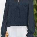 PRETTYGARDEN Women's Lace Long Sleeve Button Down Blouse (S)