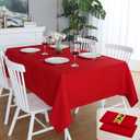 FOLINS&HOME 2 Pack Red Rectangle Tablecloth - 54 x 54 Inch Wrinkle Free Waterproof Polyester Table Cloths, Spillproof 210 GSM Washable Table Cover for Party, Banquet, Square/Rectangular (2 Pack)