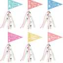 Hahafelt 6 Pack Ballerina Dance Recital Gifts Ballet Recital Triangle Flags with Ribbons Dance Celebration Bouquet Picks Paper Flags for Dancers Women Birthday Parties