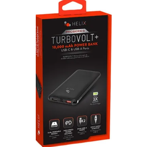 HELIX TurboVolt+ 10,000 mAh Power Bank USB-C & USB-A Ports
