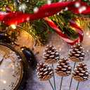 20 Pieces Christmas Pine Cones Decorations Picks - Snow Pine Cone for Xmas Tree Garland Wreath Ornaments Pinecones Decorating Winter Holidays Home