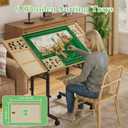 CODACE Puzzle Table with Drawers - 1500 Pieces Folding Puzzle Tables for Adults, Tilting Jigsaw Puzzles Board with Sorting Trays, Table with Adjustable Height Legs and WheelsPresent for Puzzles Lover, 1500 Pcs