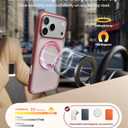 TORRAS 360 Magnetic Stand for iPhone 17 Pro Case, Ostand 3.0[Fit for MagSafe][4X Mil-Grade Shockproof] Rotatable Kickstand Protective Cover, Camera Control Button, Translucent Burgundy Red, O3 Fitness