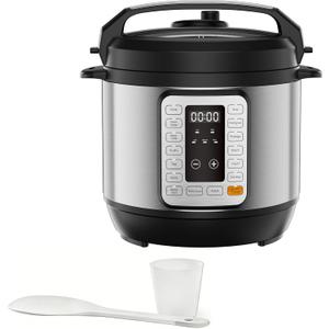 Simple Deluxe 6QT Electric Pressure Cooker, 16-in-1 & Non-Stick Stainless Steel Multi Cooker with 12 Presets for Slow Cook, Meat Stew, Steam, Saut, Canning, Yogurt Maker, Dishwasher Safe, Silver