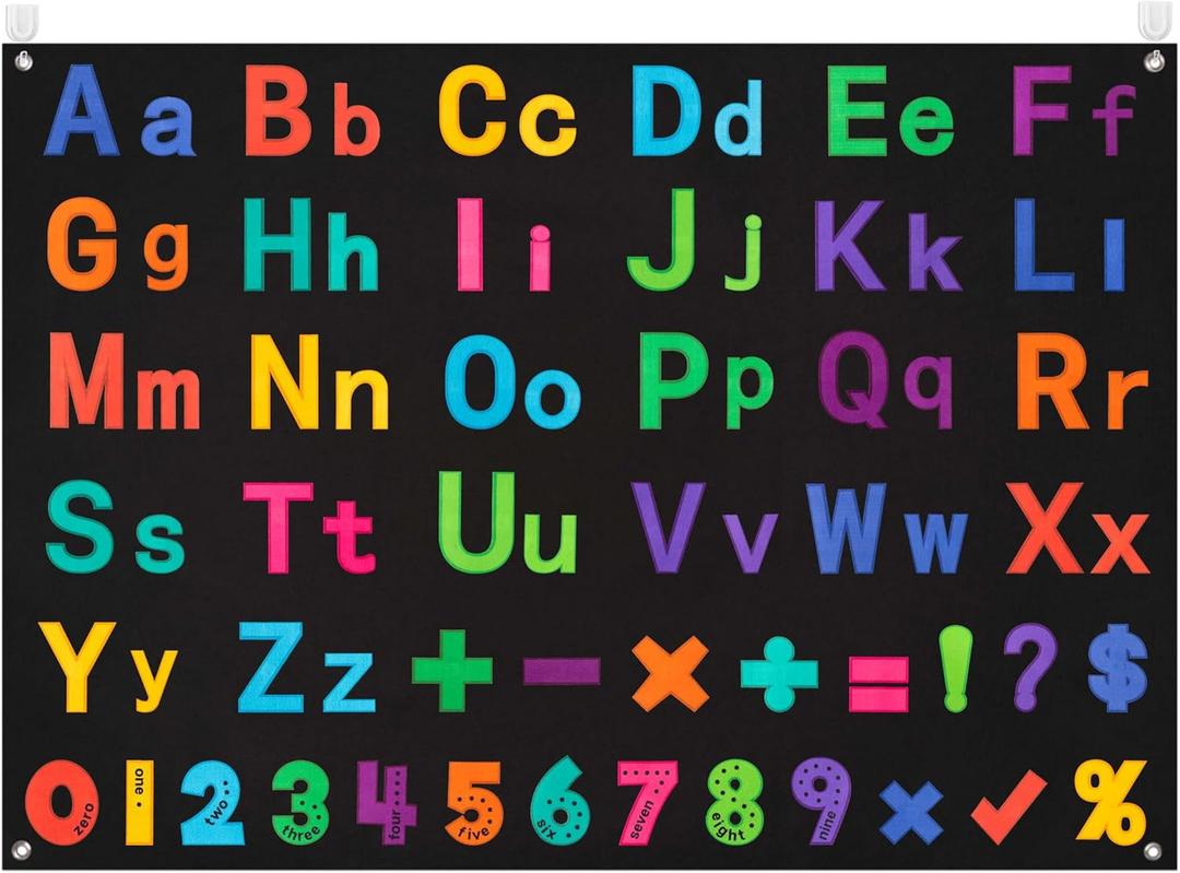 WATINC Alphabets Letters Numbers Felt Board Set - 151Pcs ABC Learning Kit with Upper Lower Case Letters and Math Symbols, Preschool Educational Toy Wall Hanging for Classroom Homeschool 41 x 30 Inch