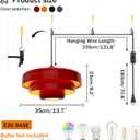 Hanging Lamp Plug in Red Pendant Light Fixtures Mid Century Modern Pendant Lamp Nordic Style Pendant Lighting Metal Shade for Living Room Dining Room Bedroom Kitchen Island