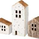 Primitives by Kathy Set of 3 Rustic Wooden House Figurines