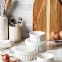 LE TAUCI Ramekins with Silicone Lids, 8 OZ Ceramic Souffl Dishes, Ramekin Bowls for Crme Brle, Dessert, Dips, Oven & Microwave Safe, Set of 4, White